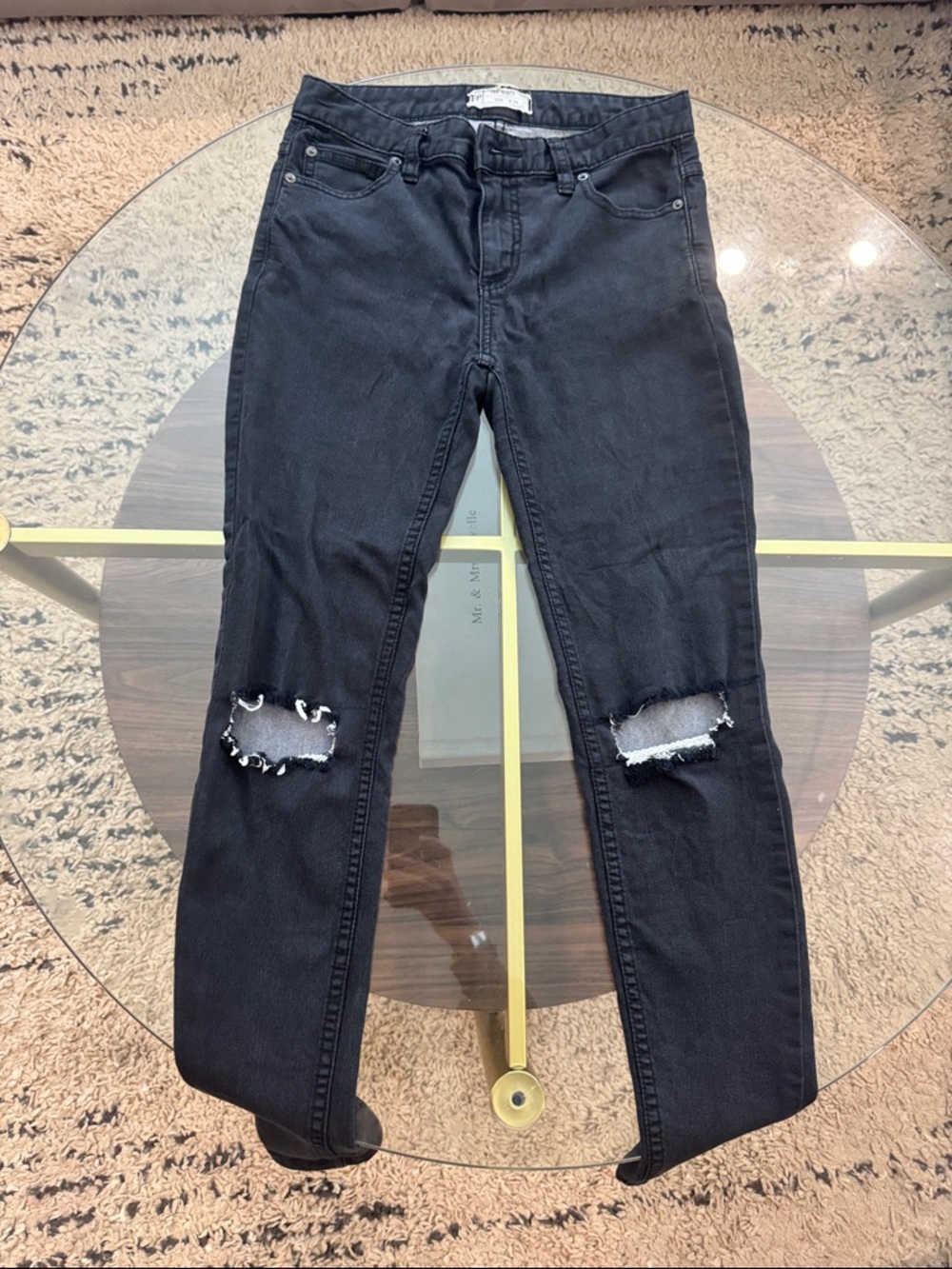 Free People Black Skinny Ripped Knee Jeans